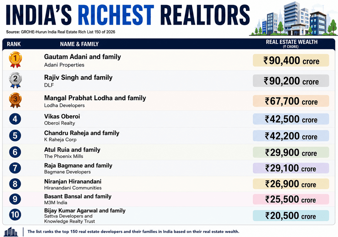 Adani family overtakes DLF's Rajiv Singh to top Hurun India's real estate rich list | DLF remained top real estate firm in India | Inshorts - Inshorts